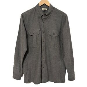 Tom Beckbe Flannel Shirt Mens M Gray Button Down Long Sleeve 100% Cotton Outdoor